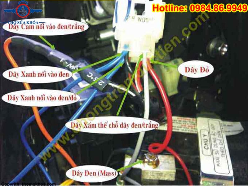 Sơ đồ đấu dây điện khóa Smartkey xe Wave