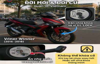 Cách Khóa Cổ Cho Xe Winner Đời Mới và Đời Cũ
