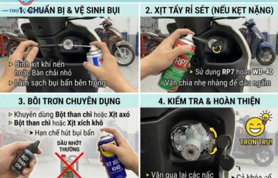Cách Vệ Sinh, Bôi Trơn Ổ Khóa Xe Máy Tay Ga Bị Kẹt Rít